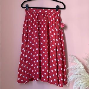 Red Polka Dot Swing Skirt (with pockets!)